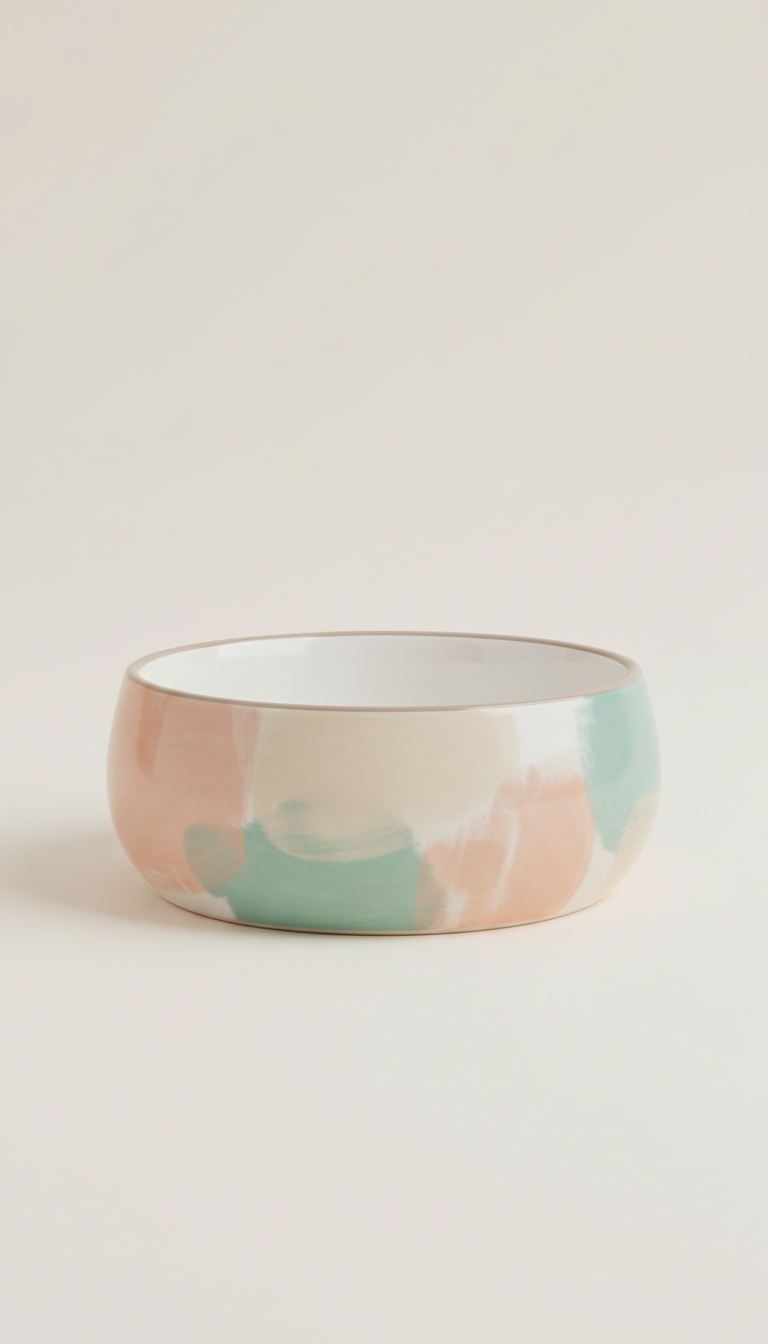 Ceramic Pet Bowl In Pastel Palette