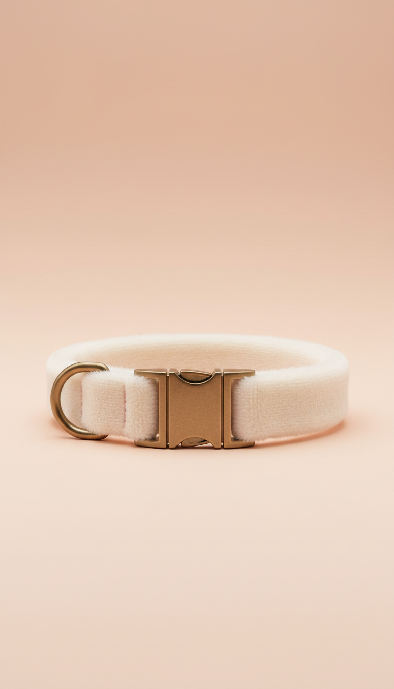 Plush Collar With Brushed Metal Hardware